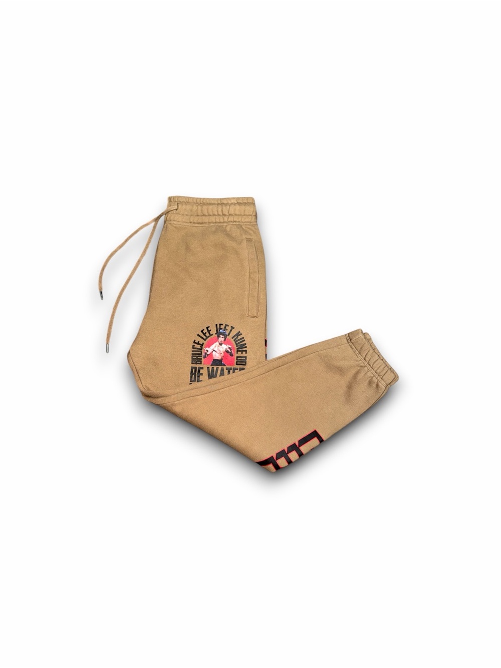 Bruce Lee be water my friend x Shoe Palace embroidered sweatpants beige Medium